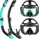 Snorkeling Gear for Adults, Dry-Top Snorkel Set Scuba Diving mask, Snorkel Mask, Panoramic Anti-Leak Anti-Fog Tempered Glass Lens, Swimming Training Snorkeling Packages Only 1 Pack Black