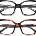 LKEYE Square Reading Glasses Women Cateye Blue Light Blocking Readers Stylish Spring Hinge Designer Trendy Eyewear LK6095 +2.0