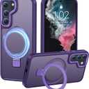 Compatible with Samsung Galaxy S22 Case with Magnetic Ring Stand, Military Drop Protection, Anti-Scratch/Anti-Fingerprint Translucent Matte Case for Samsung Galaxy S22 (Purple)