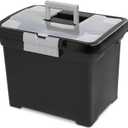 Portable File Box Comes with a Sturdy Handle and Comfortable Grip File Folder Organizer Stackable Inner Lid Compartment File Folder Box for Going Out