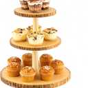 3 Tier Cupcake Tower Stand,Round Dessert Display Platter,Wooden Cake Tiered Display Stand for Birthday,Wedding,Wedding,Tea Party Decoration,Baby Shower,Party