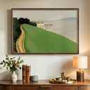 Vintage Framed Green Abstract Landscape Wall Art, Modern Minimalist Coastal Canvas Paintings Artwork for Walls, Rustic Nature Pictures for Living Room Bedroom Dining Room Office Wall Decor, 24x36 In