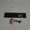 seenda Bluetooth Keyboard and Mouse Combo (USB + Dual BT), Multi-Device Rechargeable Wireless Bluetooth Mouse and Keyboard, Compatible for Win 7/8/10, MacBook Pro/Air, iPad, Tablet - Black Rose Gold