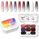 Sponge Pat Paint Nail Gel, 9 Colors Ombre Nails Gradient Gel Nail Blush Blooming Aura Nails Drawing Stripper Floral Painting Nail Art, No Wipe, UV/LED Curing (9 Colors H)