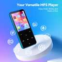 AGPTEK 64GB MP3 Player with Bluetooth, M3 2.4 inch Music Player with Speaker and FM Radio, Touch Buttons, Supports Up to 128GB(Blue)