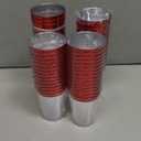 Gerrii 63 Pcs 10oz Plastic Cups Disposable Fancy Rimmed Cups Elegant Clear Drinking Tumblers for Wedding, Birthday, Halloween, Christmas, Graduation Party(Red)