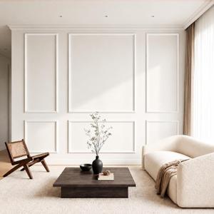COUKIU Peel and Stick Wall Molding Kit, 6-Frame Pre-Cut Wainscoting Panels, Ready-to-Assemble Self Adhesive Wall Moulding Trim, Paintable Accent Frames for Interior Wall Decor (60" x 48", 60" x 24")