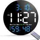 Digital Wall Clock, 10 in Wall Clock with Large LED Display Seconds Display One Button DST Muteable Button Auto Brightness, Large Digital Wall Clock for Living Room, Classroom, Bedroom, Office (Blue & Green)