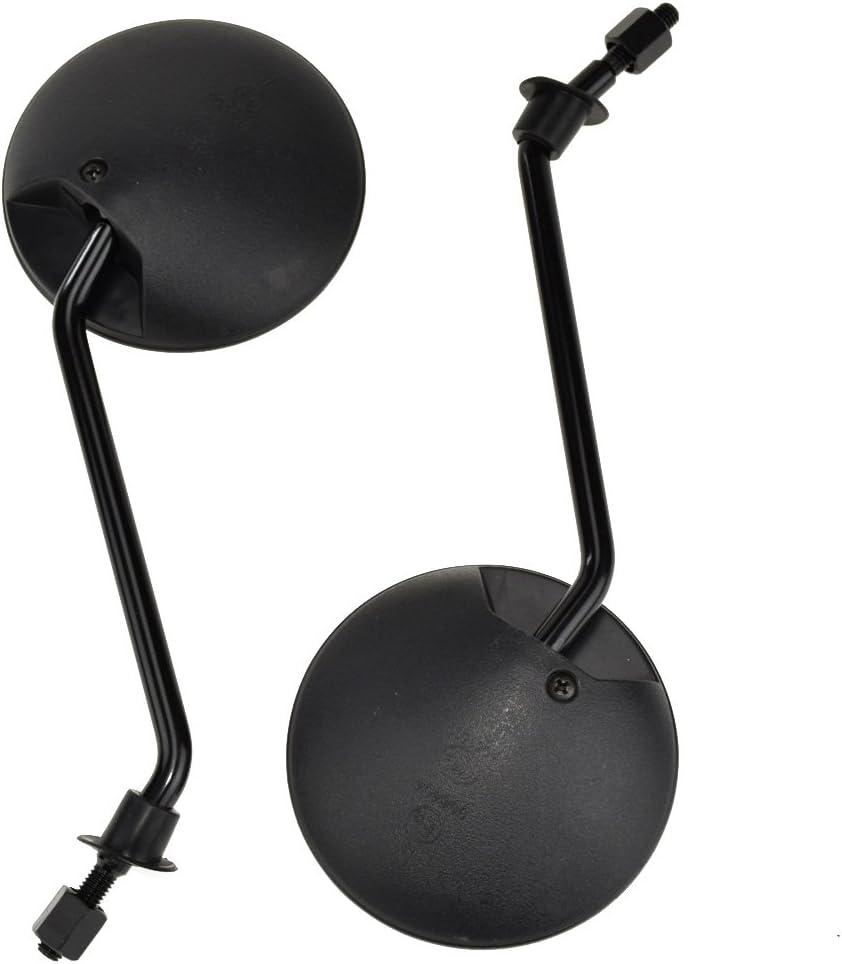HIAORS 8mm Motorcycle GY6 Scooter Rearview Mirrors Adjustment for 50cc Motorcycle Moped Ruckus 50 P50 Spree Elite50 FA50 Tomos A35 Sprint Targa 150cc 250cc 157QMJ Kymco Replacement Parts Black (Round)