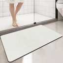 3 Pack Diatomaceous Earth Bath mat Bathroom Rugs Super Absorbent Quick Dry Non Slip Bath Mat Thin Bathroom Floor Mats Fit Under Door-Shower Rug for in Front of Bathtub Shower, Grey, 15.7"*31.4"