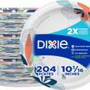 Dixie Large Paper Plates, 10 Inch, 204 Count, 2X Stronger, Microwave-Safe, Soak-Proof, Cut Resistant, Disposable Plates For Everyday Breakfast, Lunch, & Dinner Meals