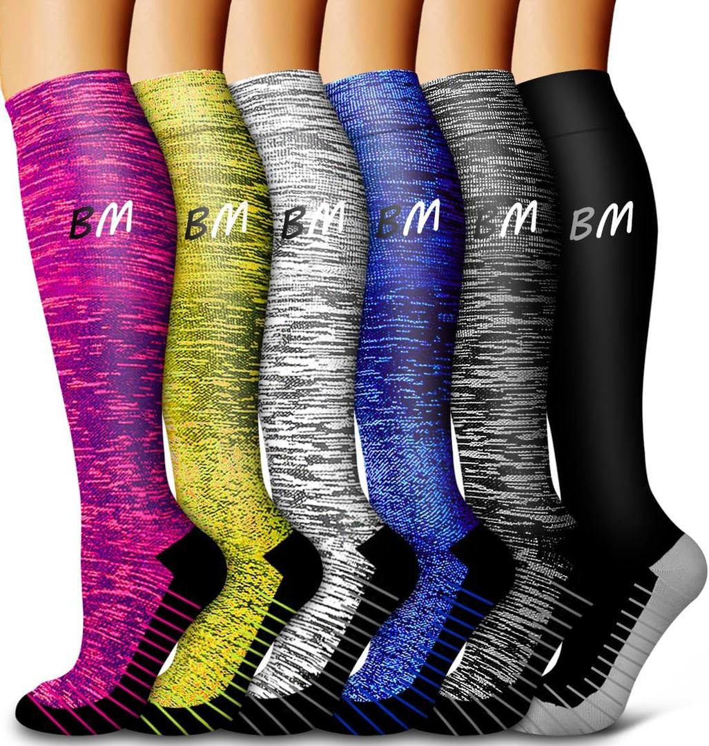 6 Pack Copper Compression Socks for Women and Men Circulation-Best Support for Medical, Running,Nursing,Athletic (Small-Medium)