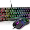 RedThunder 60% Gaming Keyboard and Mouse Combo, Ultra-Compact 61 Keys RGB Backlit Mini Keyboard, Lightweight 7200 DPI Honeycomb Optical, Wired Gaming Set for PC MAC PS5 Xbox Gamer(Black)