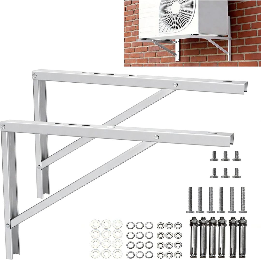 popmoon Wall Mounting AC Brackets up to 440lb/200kg Split Air Conditioner Bracket 21 5/8" Lx16 H Bracket Air Conditioner Bracket Set Adjustble 9000 Btu to 36000 Btu