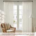 Linen Pinch Pleated Curtains 90 Inches Long 1 Panel for Living Room Bedroom Cream Colored Memory Trained Ceiling Track Drapes Natural Farmhouse Semi Sheer Privacy Curtain With Hooks Rings Off White