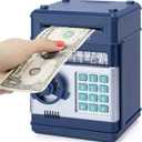 Refasy Piggy Bank Cash Coin Can ATM Bank Electronic Coin Money Bank for Kids Age 3-12, Money Savings Box Mini ATM Coin Bank Toys Gifts for 3 4 5 6 7 8 9 10 11 12 Year Old Boys Girls (Navy)