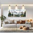 MHARTK66 Wall Art for Living Room Modern Wall Decor for Bedroom Office Decor Abstract Mountain Forest Landscapes Ink Painting 3 Piece Framed Canvas Art Prints Ready to Hang Wall Pictures Home Decor