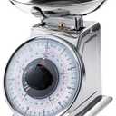 Tada 11lb Analog Mechanical Kitchen Weighing Food Scale with Bowl, Tare Function, Retro Style, Stainless Steel