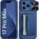 BXYJY for iPhone 17 Pro Max Case Wallet with Card Holder (45 Cards), Slide Camera Cover, Military Grade Drop Shockproof, Heavy Duty Rugged Women Men Phone Case for iPhone 17 Promax 6.9" 2025, Blue