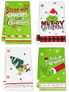 DMYIZH 4Pce Christmas Dish Towels Xmas Thief Kitchen Towels Merry Christmas Decorative for Cooking Baking Cleaning Super Absorbent Hand Towels Funny for Kitchen Bedroom Bathroom New Home