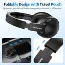 UrbanSwing W4 Corded Headphones with Mic, 3.5mm Jack & USB-C Headphone Adapter for iPhone, Samsung, iPad, Laptop, Mp3, 4.9ft Long Wire, Inline Control & Velvet Pouch, for School, Office, Travel, Black