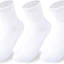 Boys Girls Crew Socks Seamless Ankle Socks Kids Cotton Athletic Sock Youth School Uniform Sock 3/5 Pairs (White)