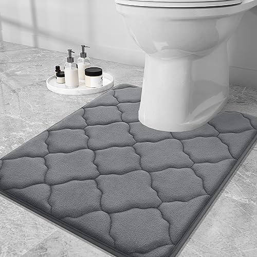 OLANLY Memory Foam Toilet Rugs U-Shaped 24x20, Ultra Soft and Absorbent Bathroom Rugs, Non-Slip, Comfortable, Machine Washable Contour Bath Mat for Toilet Base, Home Decor Accessories, Dark Grey