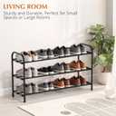 INSMART 3-Tier Expandable Shoe Rack, Stackable and Adjustable Shoes Organizer Storage Shelf, Sturdy and Durable Metal Structure Free Standing Shoe Rack for Closet Entryway Doorway