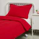 Amazon Basics 2 Piece Microfiber Kid's Comforter and Pillow Sham Set, Toddler, Red, Solid