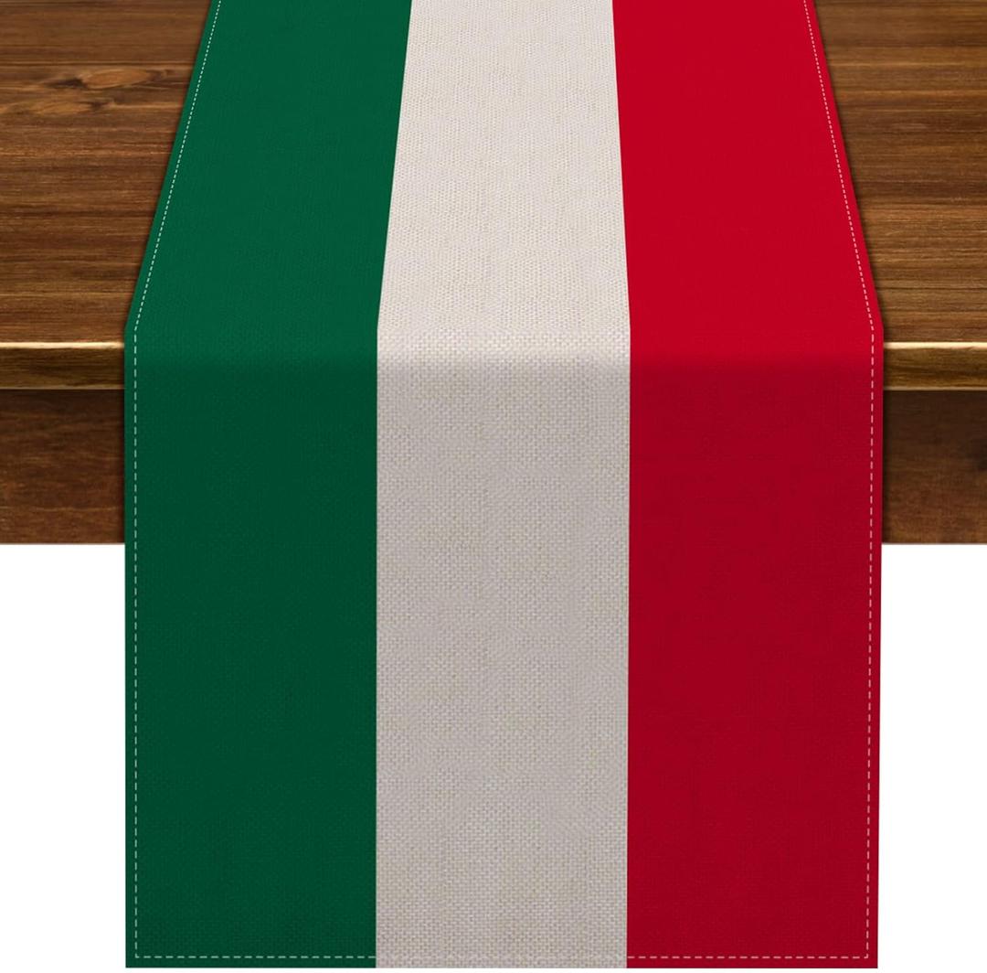 Nepnuser Italy Table Runner for Italian Themed Party Decoration Home Kitchen Dining Room Dinner Linen Table Decor (13" x 72")