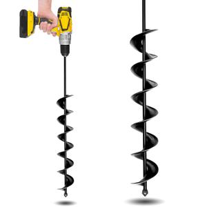 3" x 24" Garden Auger Drill Bit for Planting and Post Hole Digging - Upgraded Spiral Design, Solid Shaft - Hex Driver Drill Compatible (Black)