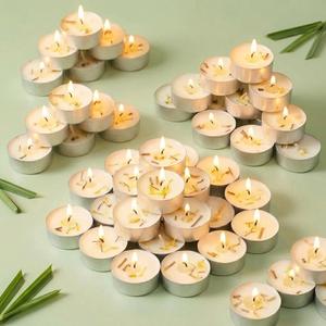 Citronella Scented Tealight Candles Outdoor, 64 Pack - 4-Hour White Tea Lights, 100% Natural Palm Wax Tea Lights Candle, Paraffin-Free, Scented Votive Candles for Indoor/Outdoor Use