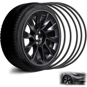 Black 18" Rim Protector, Aluminium Alloy Wheel Protection Ring, Wheel Rim Protector Strips for Curb Rash Prevention, Universal Wheel Accessories for Cars, Trucks, SUVs & Tesla All Models, 4PCS