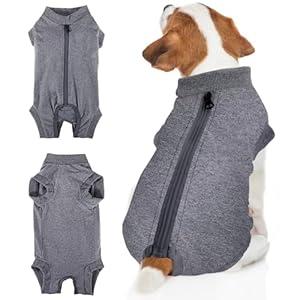 BENCMATE Dog Recovery Suit, After Surgery Dog Recovery Onesie, Professional Pet Zip Up Recovery Shirt Dog Abdominal Wound Bandages, Substitute E-Collar & Cone, Dog Onesie (Medium, Grey)