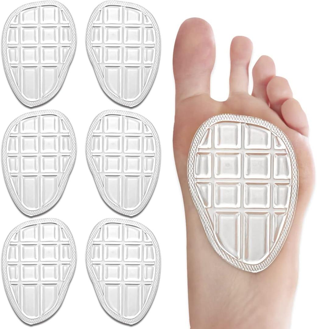 Svowin Ball of Foot Cushions, Metatarsal Pads, Forefoot Pads, Anti Slip Shoe Inserts for Open Toe Shoe, Shoe Pads Heel Pads for Stop Feet from Sliding Forward- 3 Pairs (Clear)