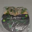 Threehoney St Patrick's Day Wreath Front Door Hanger Decor Rustic Shamrock Wooden Welcome Sign with Floral Bow Vintage Irish Lucky Clovers Farmhouse Hanging Decorations for Home Door Wall Party