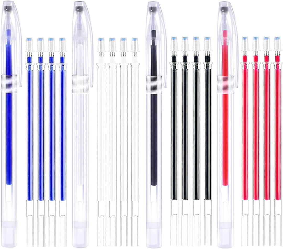 Heat Erasable Pens 4 Pieces Fabric Marking Pens with 20 Refills for Quilting Sewing, Dressmaking, Fabrics, Tailors Sewing Fabrics,Tailor's Chalk Pencils Chalks Pen