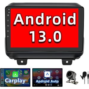 Android 13 Car Stereo Radio Compatible with Jeep Wrangler JL 2018 2019 2020 2021 Jeep Gladiator JT 2020 2021 Wireless CarPlay Android Auto 9" Touch Screen Bluetooth Audio GPS Navigation Mirror Link