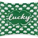 2 x St. Patrick's Day Satin Pillowcase for Hair and Skin, Green Clover Silk Pillow Case Standard Size Silky Pillowcases with Zipper Cooling Pillow Cover (20x26 Inches)