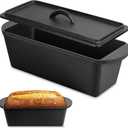 Cast Iron Bread Loaf Pan with Lid, 3.5QT, 13x5 inches, Black Nonstick Popover Pan for Sourdough and Homemade Bread, Mini Loaf Pans with Lids