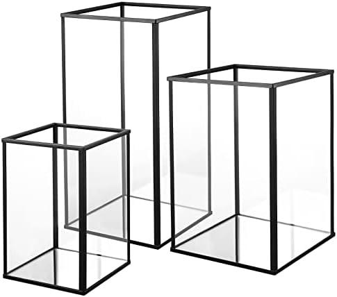 yshengood Hurricane Candle Holder 3 Pieces, Gass Candle Holders for Pillar Candles, Large Hurricane Candle Holder