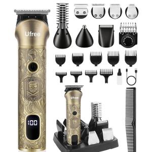 Ufree Beard Trimmer for Men, Electric Razor Shaver, Cordless Hair Clipper Shaving Kit for Mustache Body Nose Ear Hair Facial, Adjustable Beard Grooming Kit Birthday Gifts for Men