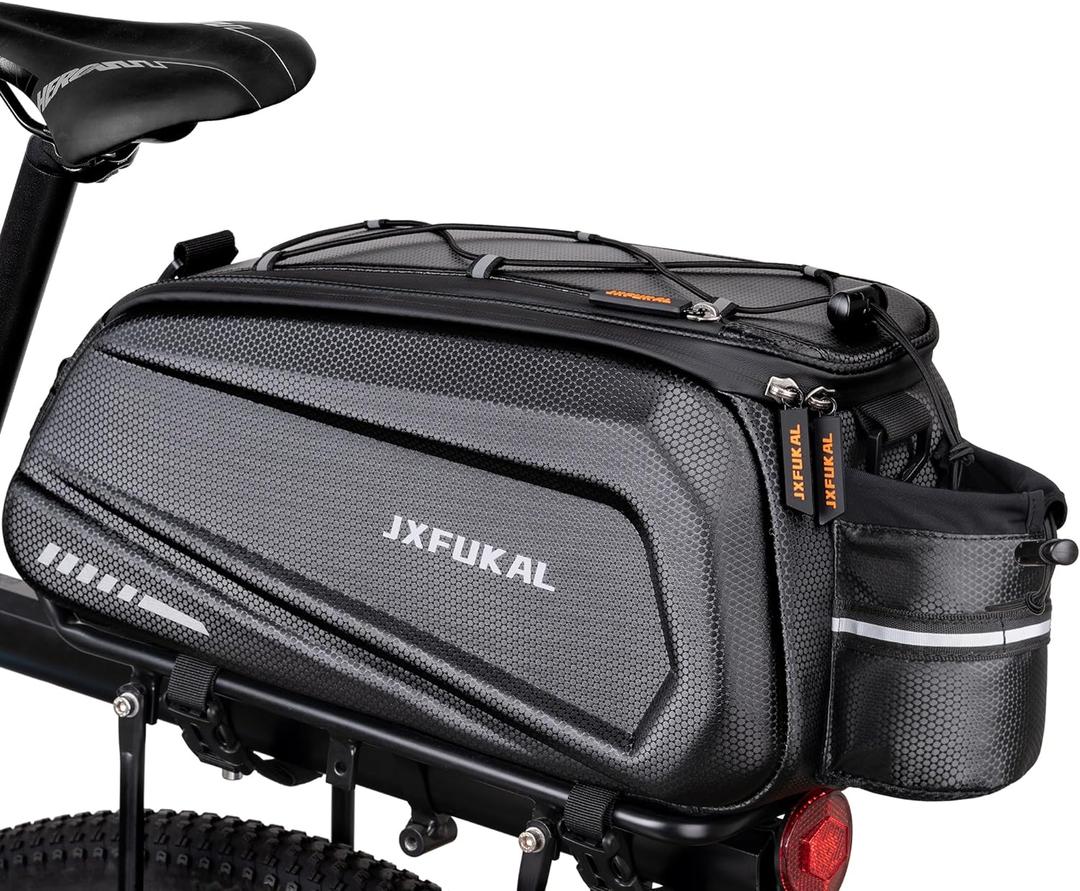 JXFUKAL Bike Bags for Bicycle Rear rack - 9.5L/17L/40L Hard Shell Waterproof Bike Ebike Trunk Pannier Saddle Seat Bag Carrier with Reflector, Rain Cover & Shoulder Strap for Commuter Travel Outdoor