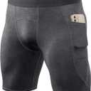 Compression Shorts Men Spandex Sport Shorts, Performance Underwear for Athletic Workout Running Cool Dry Base Layer Medium Grey (Gray)