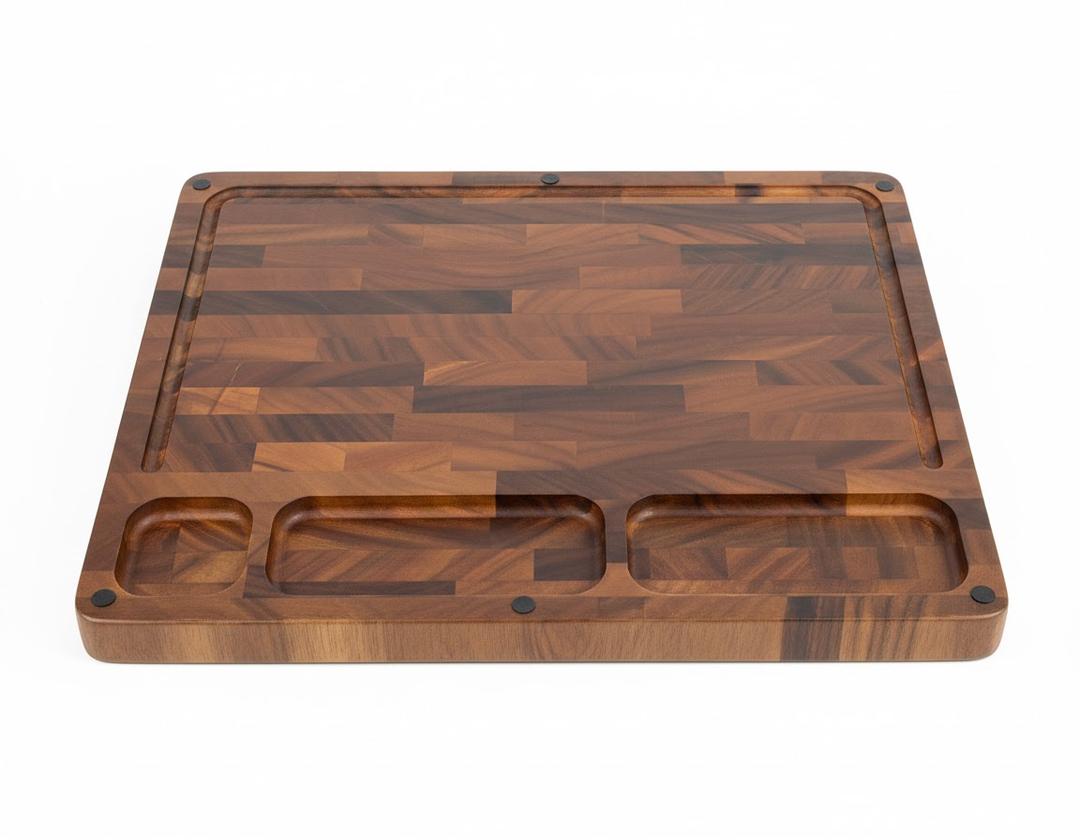 Walnut Cutting Boards For Kitchen, End Grain Wooden Cutting Board with Handle, Dark Walnut Chopping Board Double Sided Charcuterie Boards For Meat, Vegetables, Fruits, Cheese, 17”X13” X1”