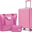 LARVENDER Carry on Luggage 22x14x9 Airline Approved, Expandable 20 Inch Hardside Suitcase with Wheels TSA Lock, PC+ABS Lightweight Carry on Suitcases for Women and Men, Berry (20/DB/TB)