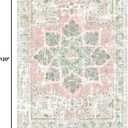 Vhong Boho Area Rugs Vintage Washable Neutral Modern Dusty Pink and Green 8x10 Non Slip Large Carpet for Nursery Living Room Dining Room Bedroom Farmhouse Girls Room