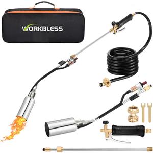 Propane Torch Weed Burner, High Output 1,800,000 BTU Flame Thrower Kit with 10FT Hose Self Lighter, Upgraded Blow Torches for Weeds Burning, Snow Melting, and Outdoor Cooking