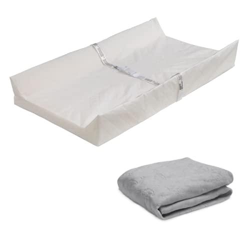 Delta Children Contoured Changing Pad with Plush Cover, Grey (2 Piece Set)