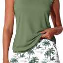 Ruffle Tankini Swimsuits for Women Modest Bathing Suit with Shorts and Pockets High-Back 2026 Swimwear (14, Green Shadow)